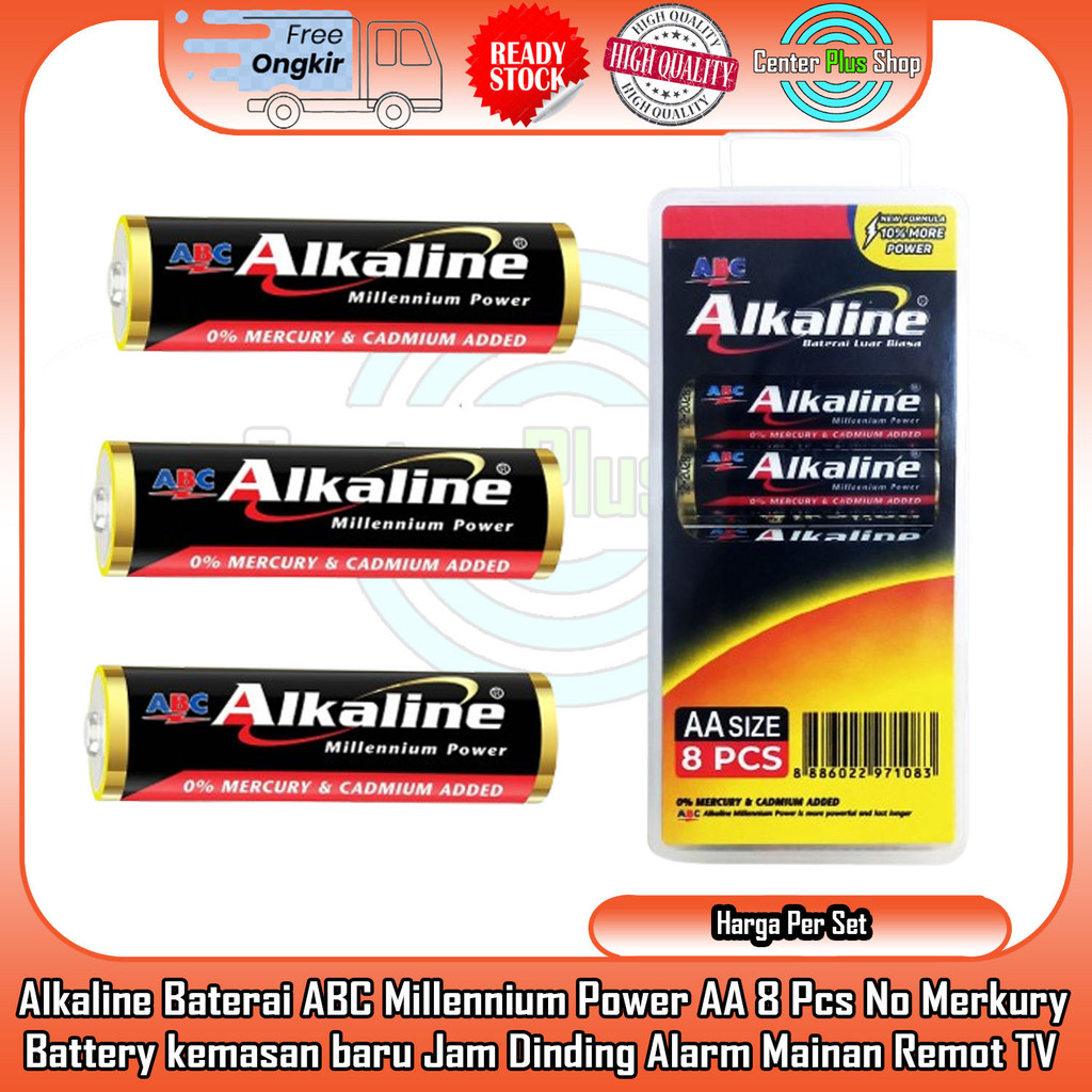Alkaline AA A2 Baterai isi 8 Pcs Batu Baterei Batre Batrai Battery Bateray  Alkalin ABC Jam Dinding 