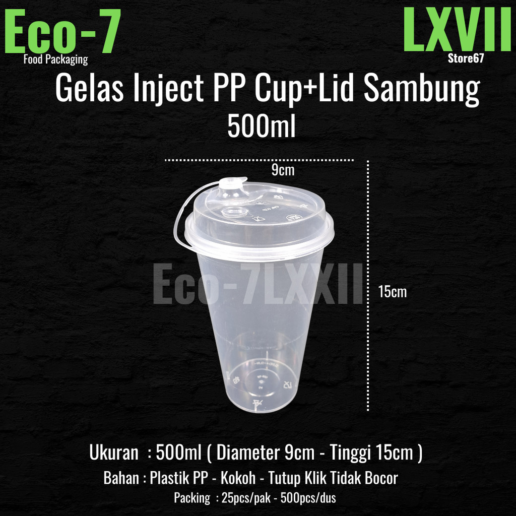 PP Cup Injection 500ml + Lid - Gelas Plastik