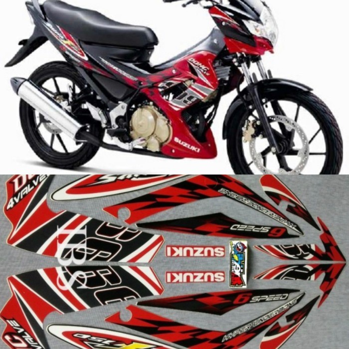 STRIPING LIS ORI SATRIA F FU MERAH 2012 POLET Stiker STIKER