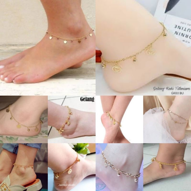 4s Grosir Solo || Gelang Kaki Wanita || Aksesoris Fashion Gelang Kaki Wanita Sepuhan Emas || Xuping 