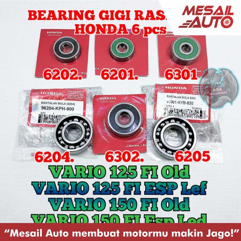 Bearing rasio kzr set 6 pcs asli original motor honda Vario 125 fi Old , Vario 125 fi Esp Led , Vari