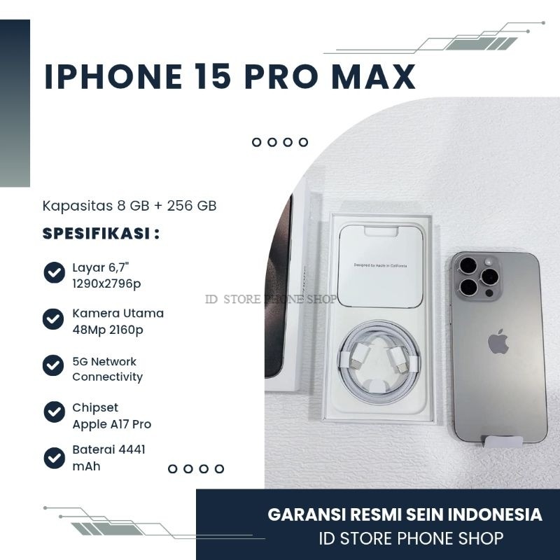 iPhone 15 Pro Max 256GB Ibox - Second Fullset - Natural Titanium