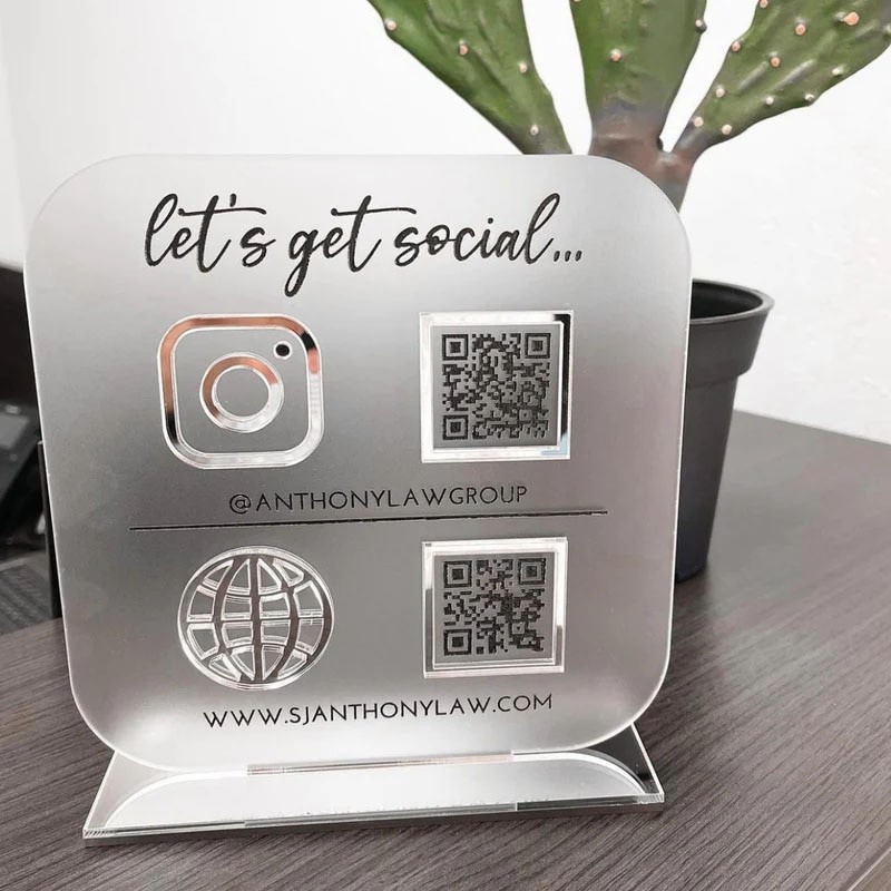 

Custom Business Sign Social Media Boards Scanning QR Code Acrylic Glass Plexiglass Organic Glass Decorations Dropshipping