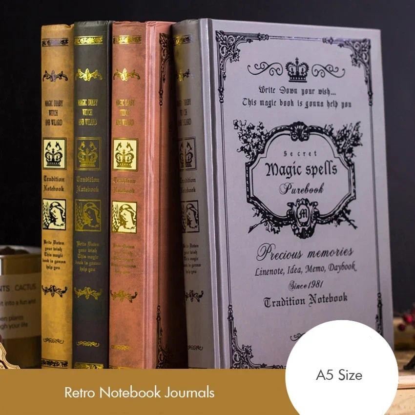 

Retro Notebook Journals for Travelers Creative Planner A5 Size, 21x14.5cm, 320 Pages/ 240 Pages/ 288 Pages, Vintage Pattern