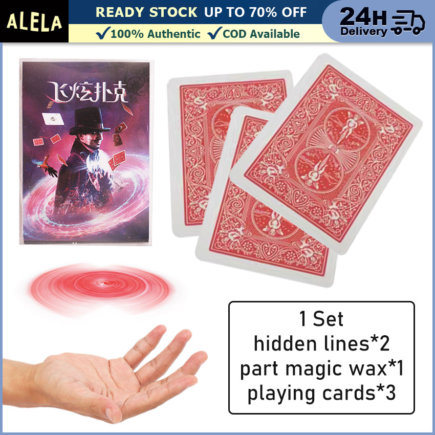 1 Set Kartu UFO Magic Flying Card Terbang Trik Putar Melayang Mainan Alat Sulap
