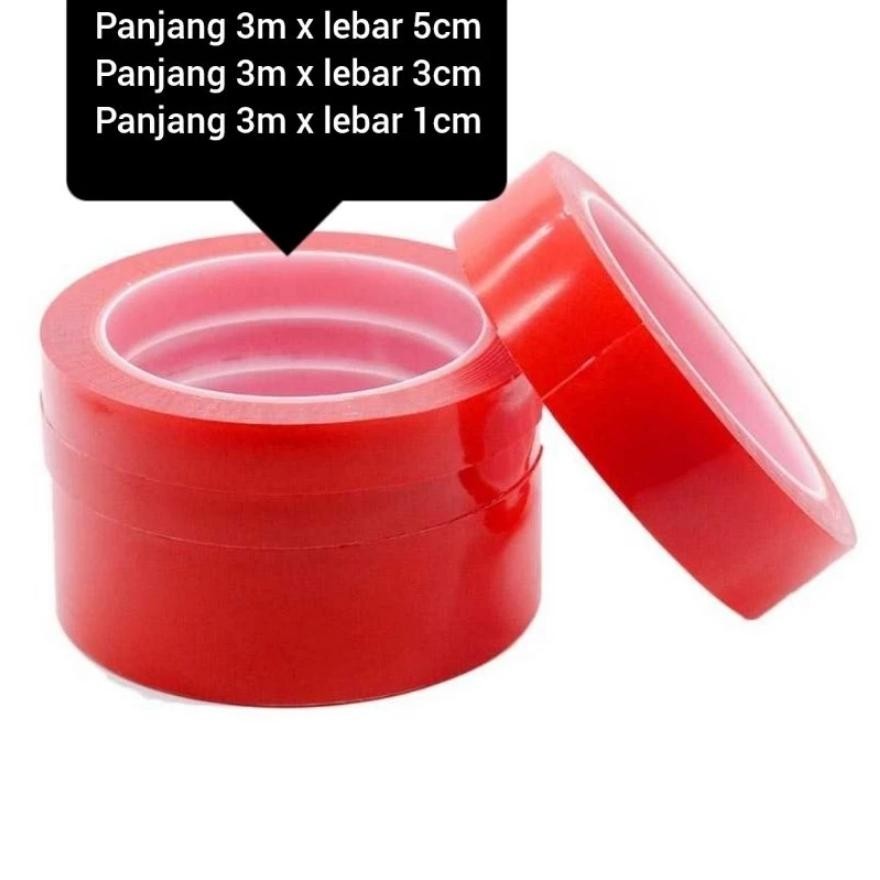 

Double Tape Acrylic 10mm Doble Tip Bening 10mm x 3m Lem Super Kuat Acrylic Anti Air Adhesive Transparent No Trace Sticker Red