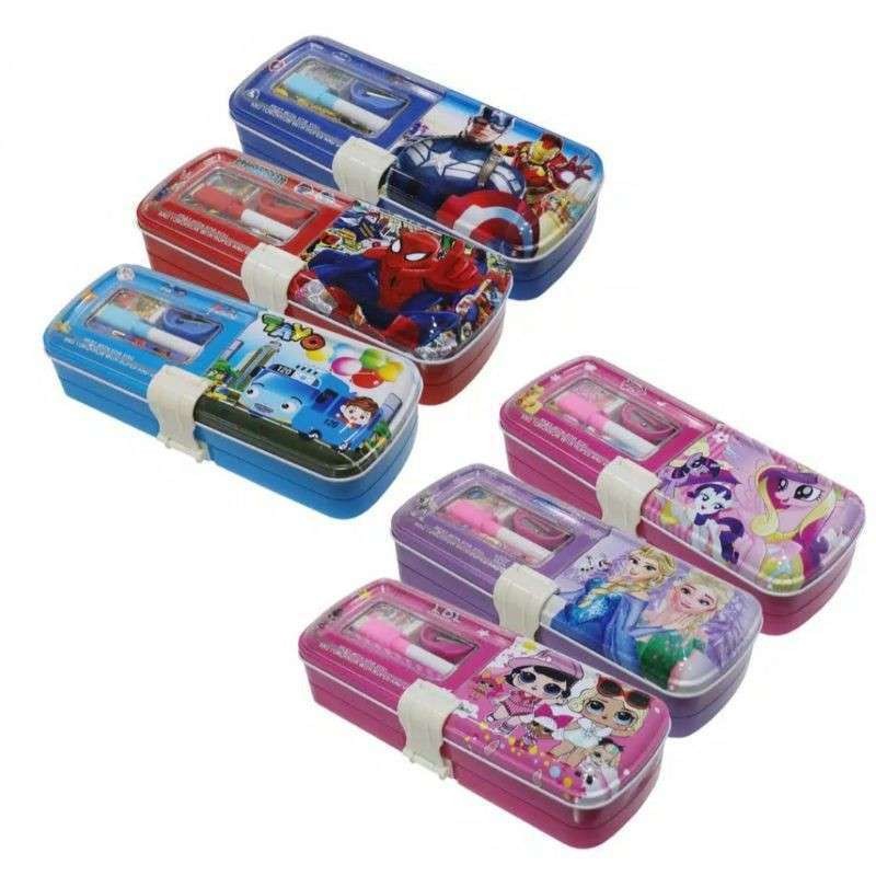 

Kotak Pensil Kaleng Montana Penco 3323 Set 2 Tingkat Isi Lengkap - Tempat Pensil Sekolah