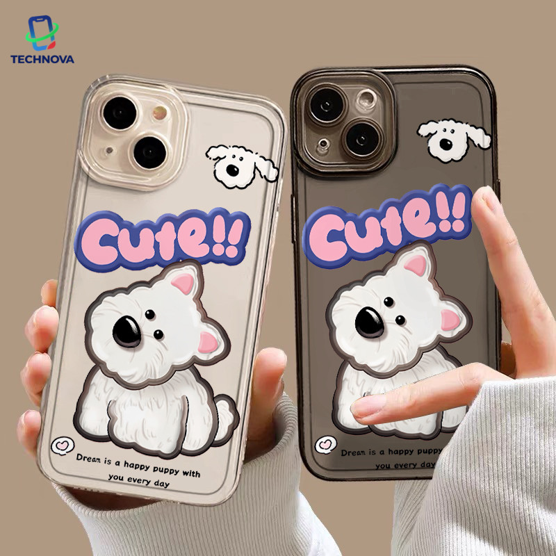 Casing IPhone Anak anjing berkepala twist Transparan Soft Case Fashion Cocok untuk iPhone 11 12 13 1