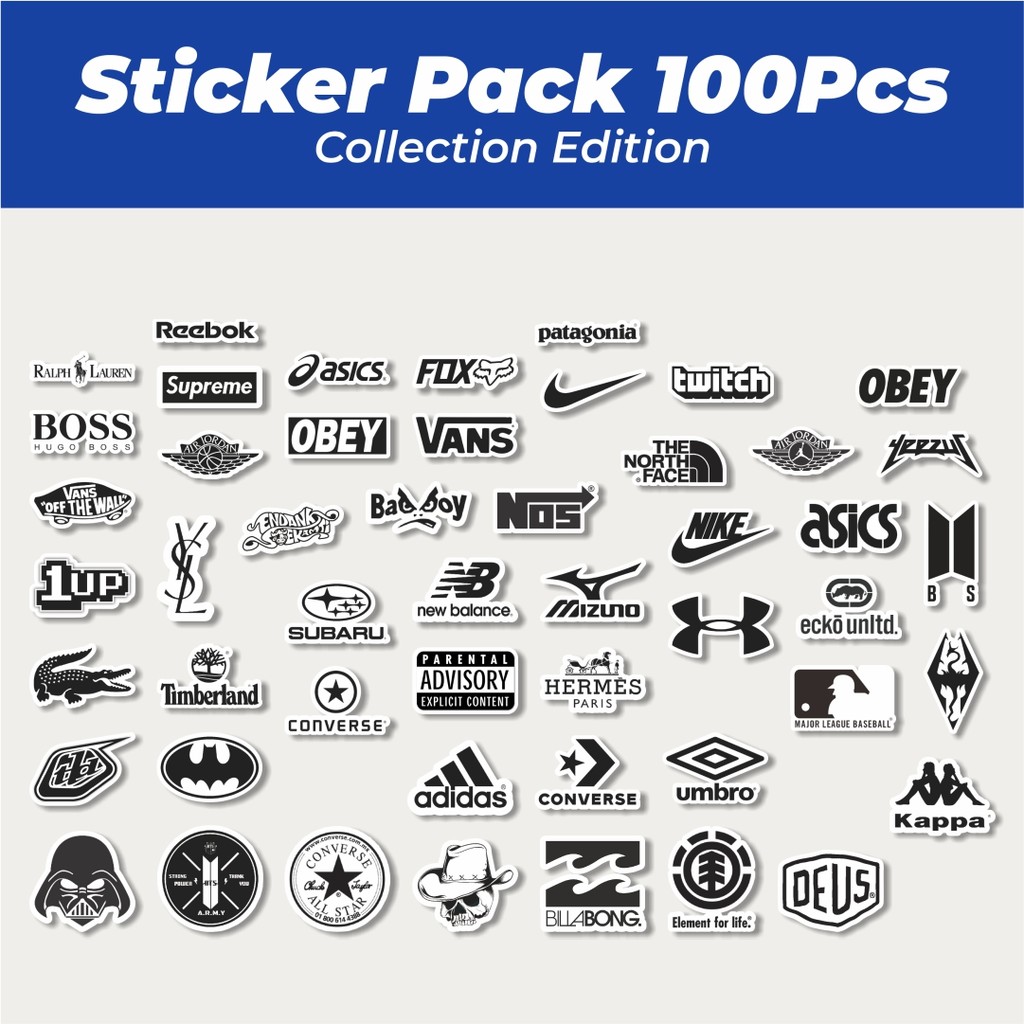 

Hot Stiker Random Logo Brand Black & White Versi 6 Lucu Anti Air Stikers Berperekat Waterproof Sticker Decal Buat Motor Helm Buku Journal Koper Casing HP Laptop Botol Minum
