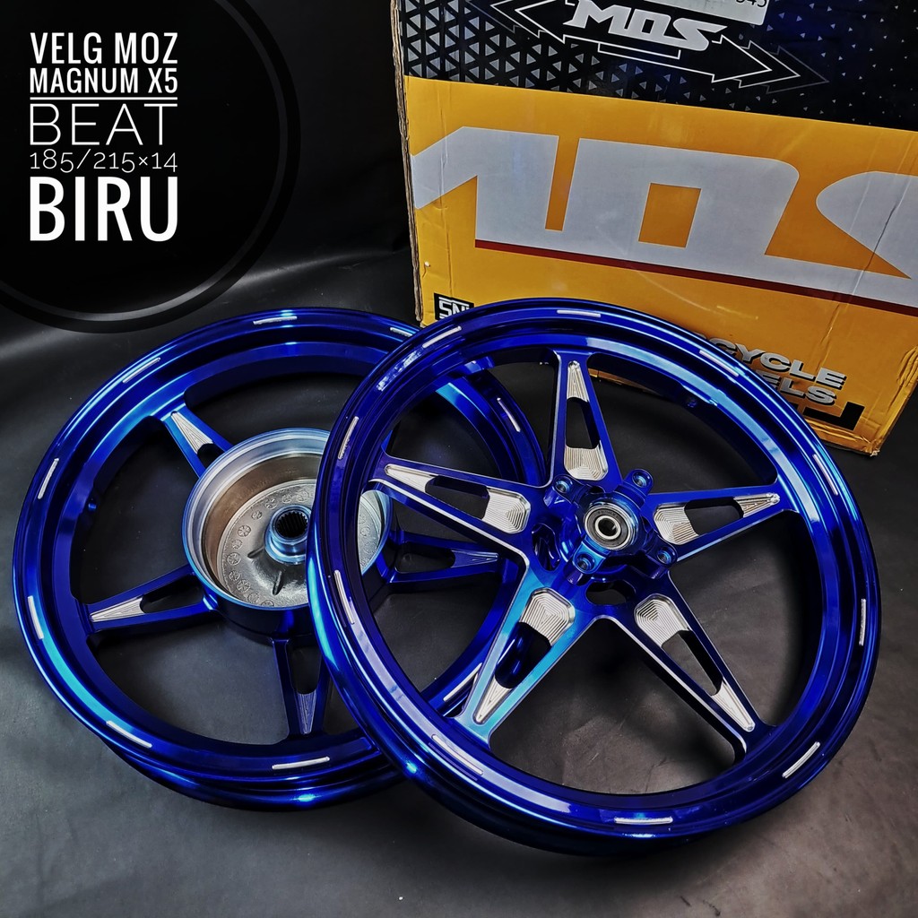 Velg MOS Magnum X5 Beat/Vario110/Scoopy Ring 14/Spacy Ring 14/Genio Ring 14 Biru/Crom/Hitam/Merah/Or
