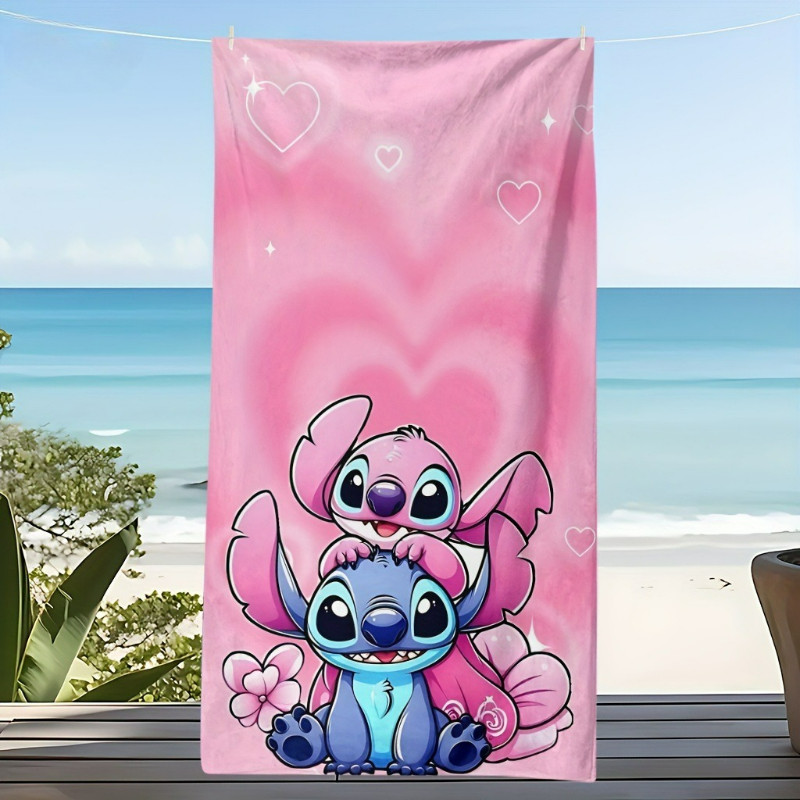 Kawaii Lilo & Stitch Beach Towel Cartoon Microfiber Bath Towel Multifunctional Beach Towel Suitable 