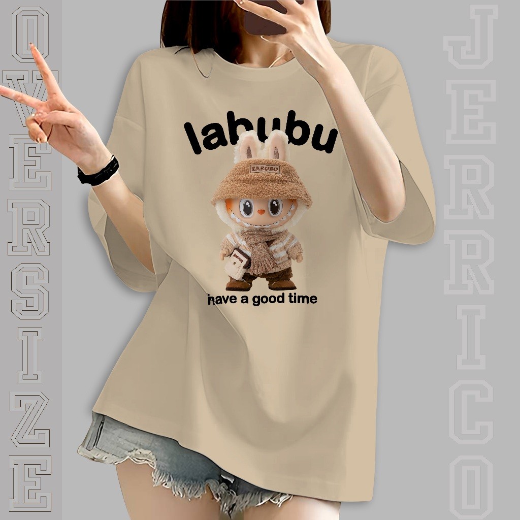 Kaos Oversize Wanita Lengan Pendek Active Labubu | Baju Oblong Cewek Ukuran Jumbo