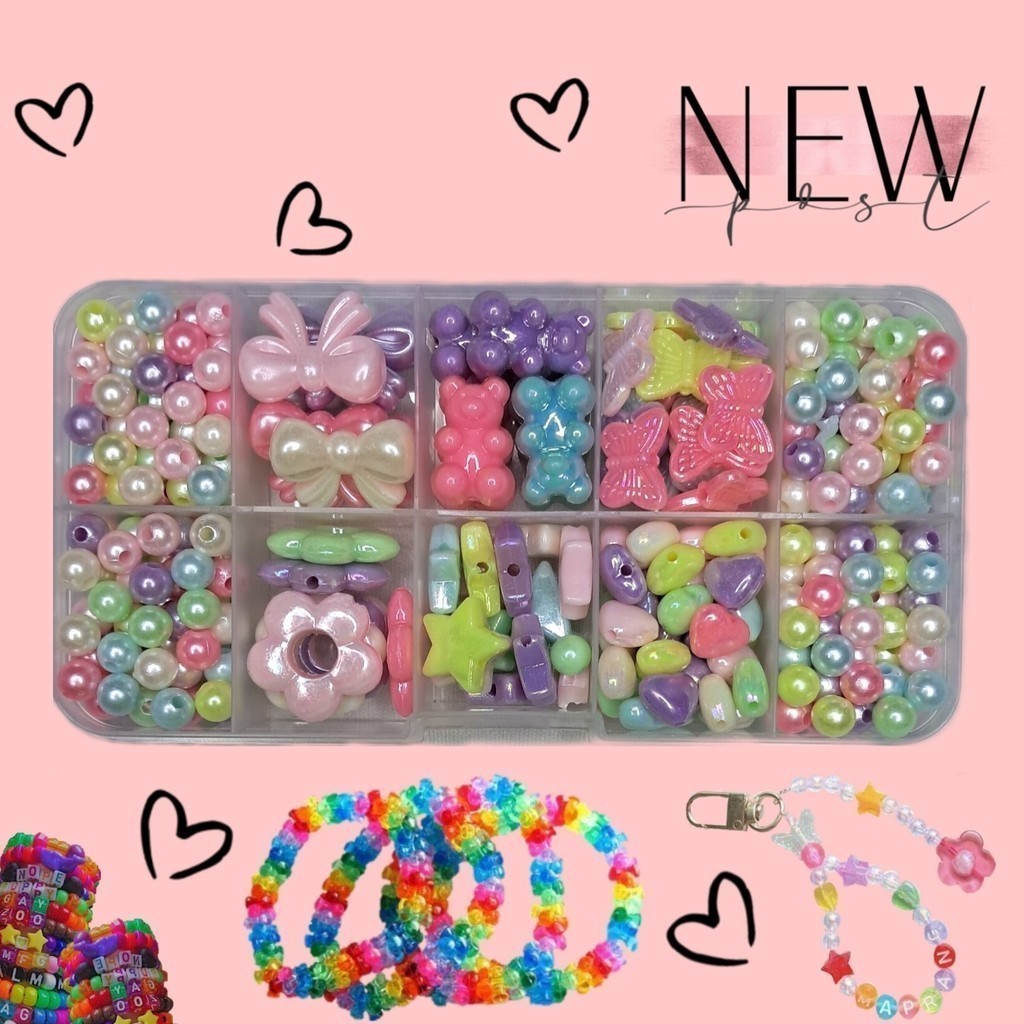 DIY manik 1 set box 10 sekat/ manik one set box/ manik DIY/ manik bahan meronce/ manik aesthetic DIY