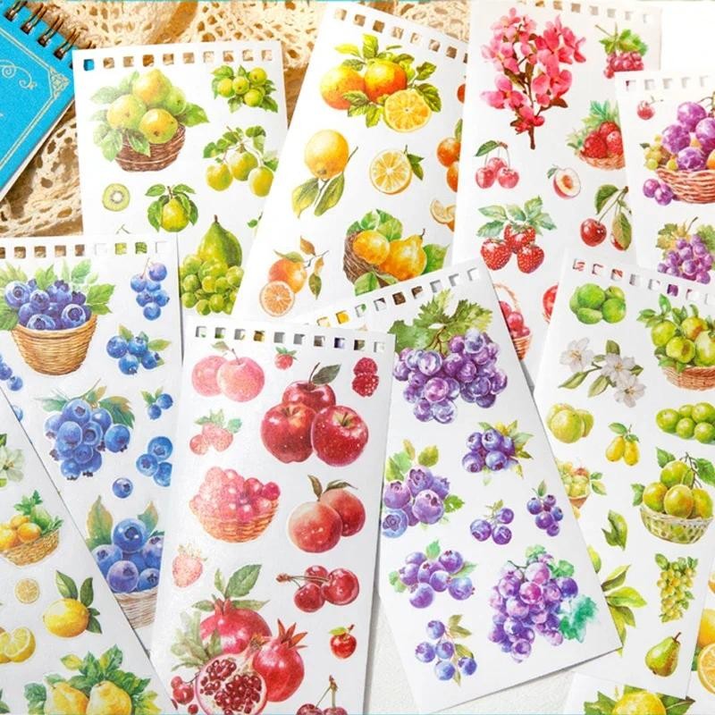 

Mr. Paper, PET Harvest Season Series Fruit Theme Die-cut Sticker Book Single, Student Handbook Stickers journal stickers