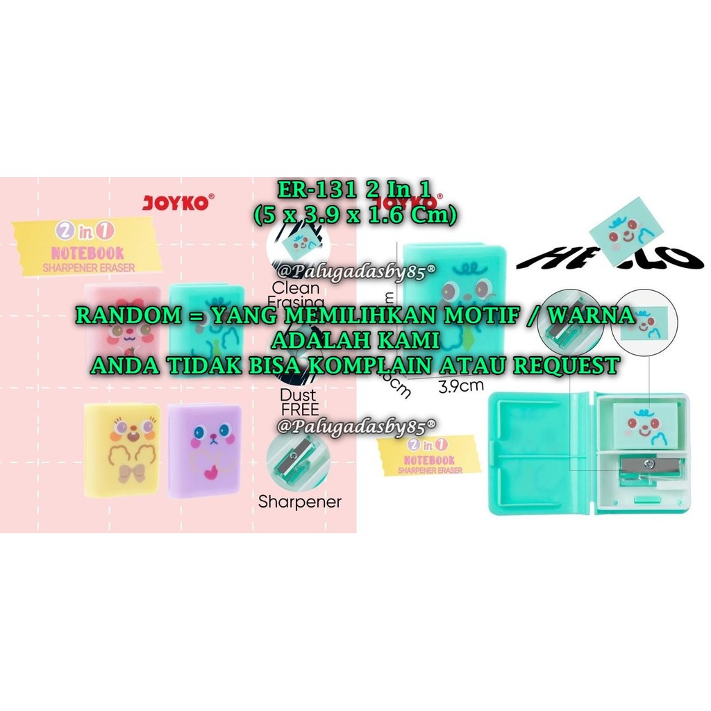 

(1 Biji) GROSIR Rautan dan Penghapus JOYKO ER-131 / Notebook Sharpener Eraser 2 in 1 ER-131 (1 Biji)