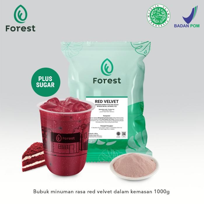 

[New Arrival] Bubuk Minuman RED VELVET Powder 1000g Plus Gula - FOREST Bubble Drink - POWDER