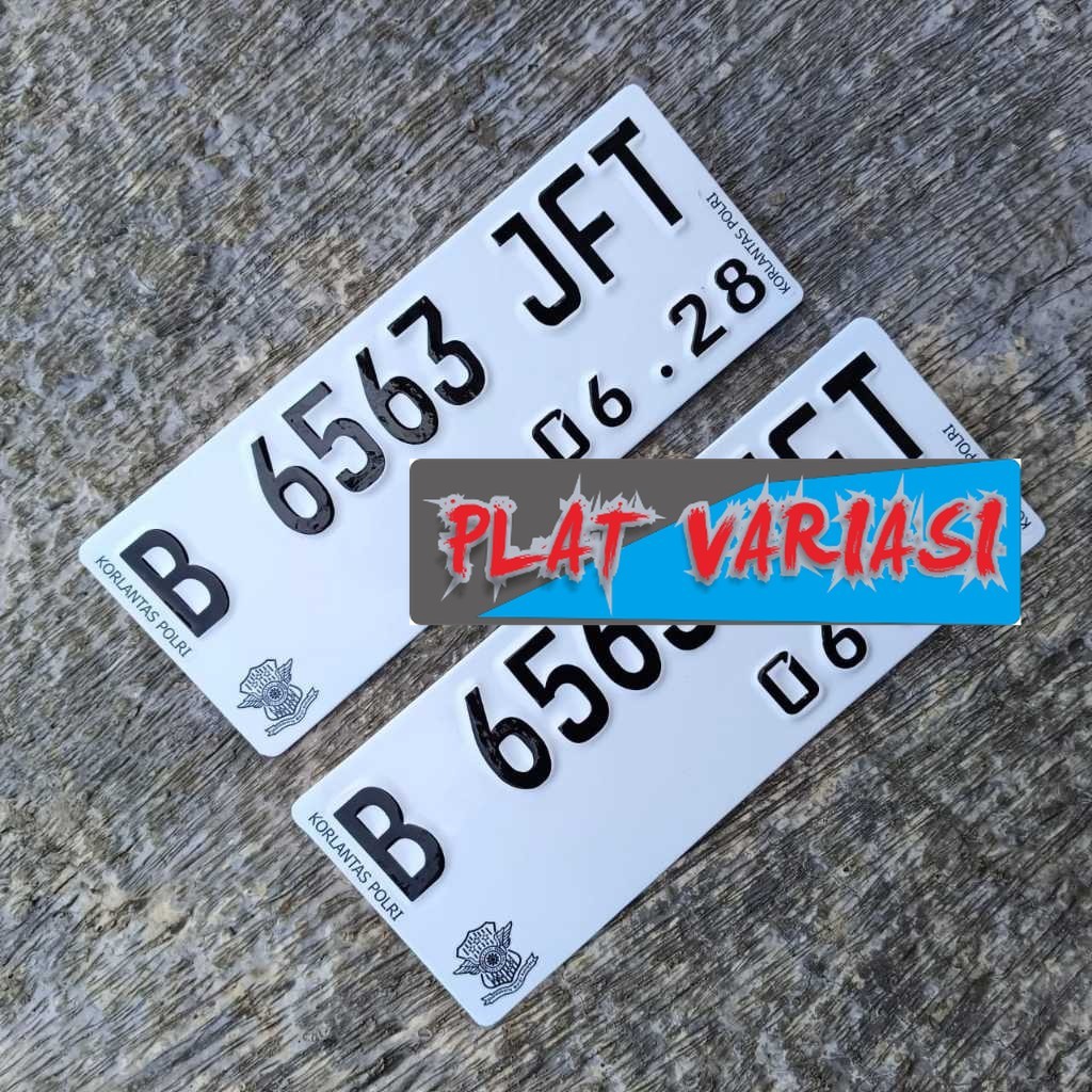 Plat motor putih baut tanam font baru custom angka plat