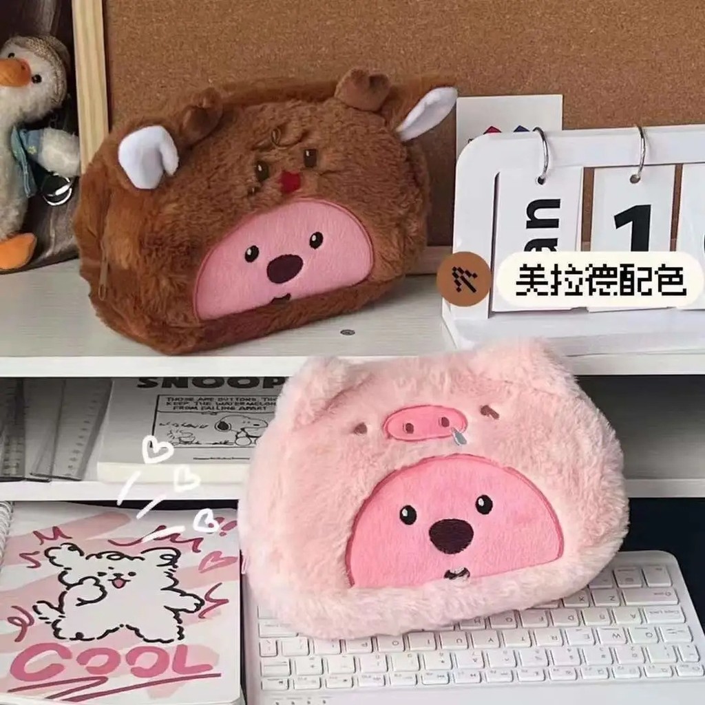 

Cartoon Plush Pencil Bag For Student Kawaii Storage Bag For Pen Cosmetic Brush Marker Pen Large Capacity Pen Case School Supply