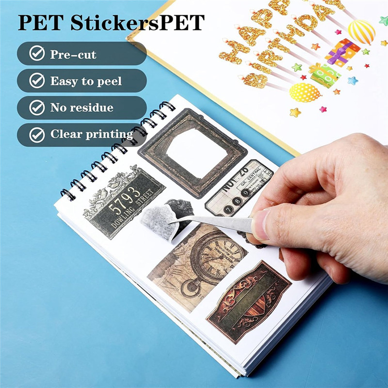 

A77P-50 Pcs Vintage Journaling Scrapbooking Supplies Scrapbook Sticker, Brown Pre-Cut Vintage Washi Sticker Book