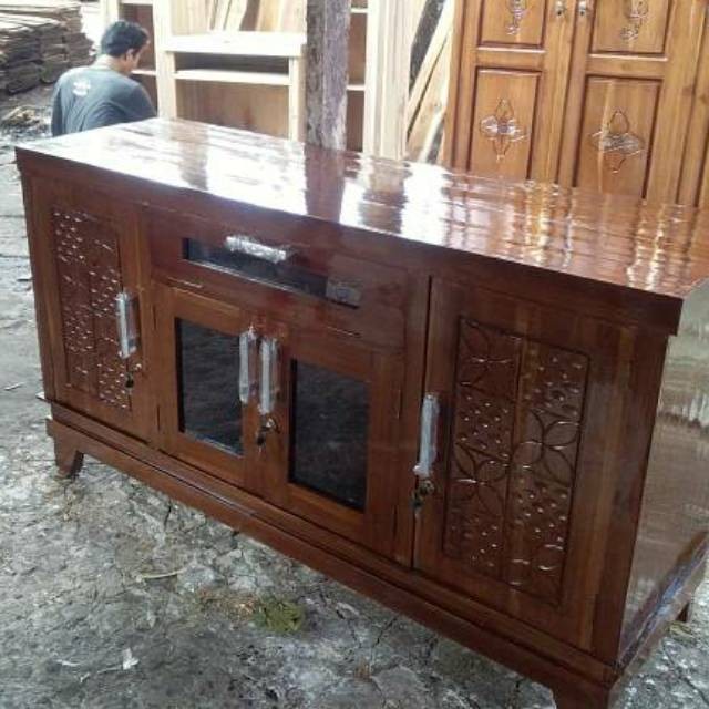 Bufet Kayu Jati Diswar Meja tv