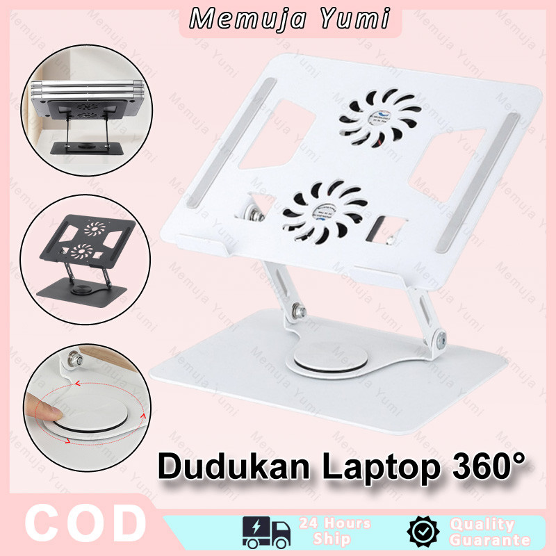 Dudukan Laptop 360° / Dudukan Putar Kipas Pendingin Logam Paduan Aluminium / Dudukan Laptop Lipat / 