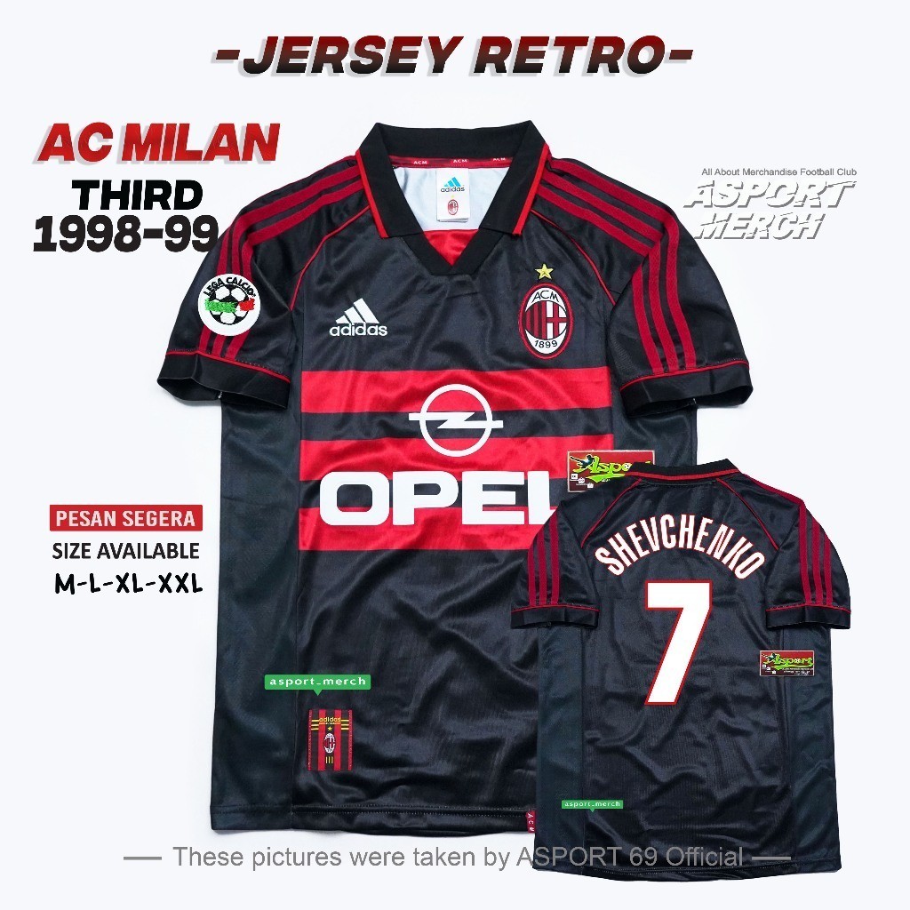 JERSEY MILAN RETRO 3RD THIRD 1998 1998 JERSEY RETRO MILAN THIRD 98 99 OPEL IMPORT