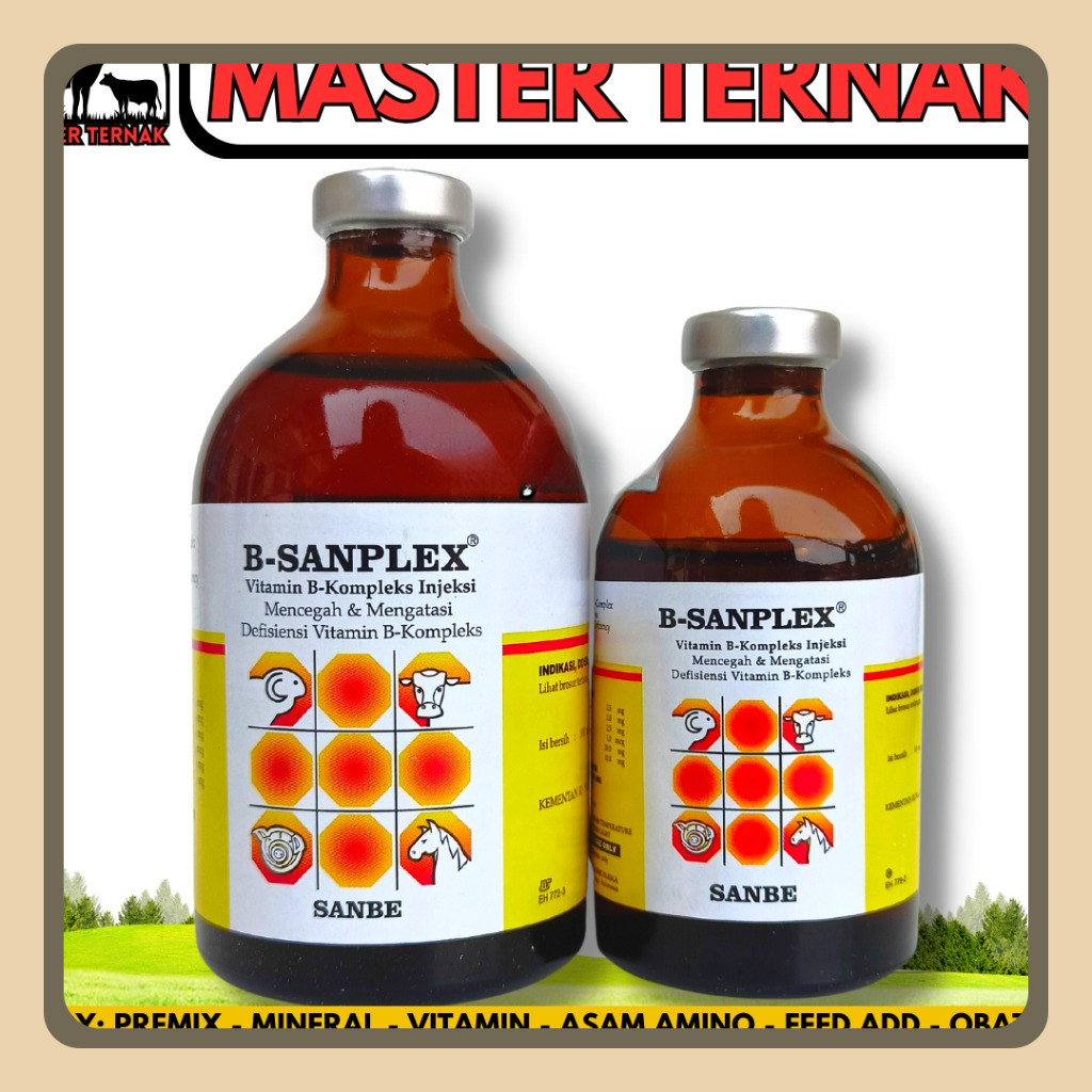 B SANPLEX 100ml B SANPLEX 50ml - B Sanplex Vitamin B komplek Hewan SANBE - Vitamin B Complex hewan -