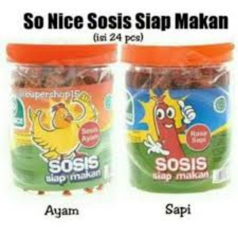 

Sosis So Nice Toples Siap Makan isi 24+1 Rasa Sapi / Ayam 525gr