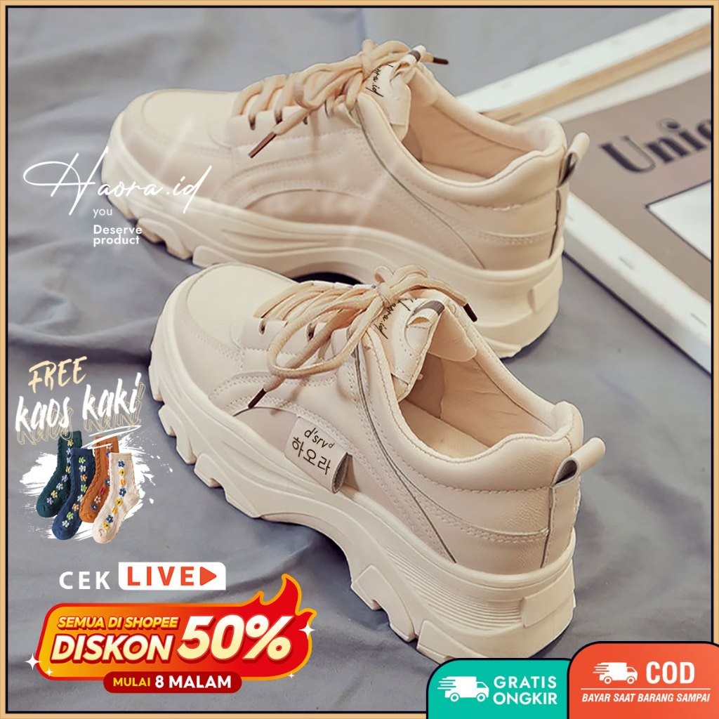 Sepatu Sneakers Wanita Kasual Sport Fashion Korea Shoes HR01-11