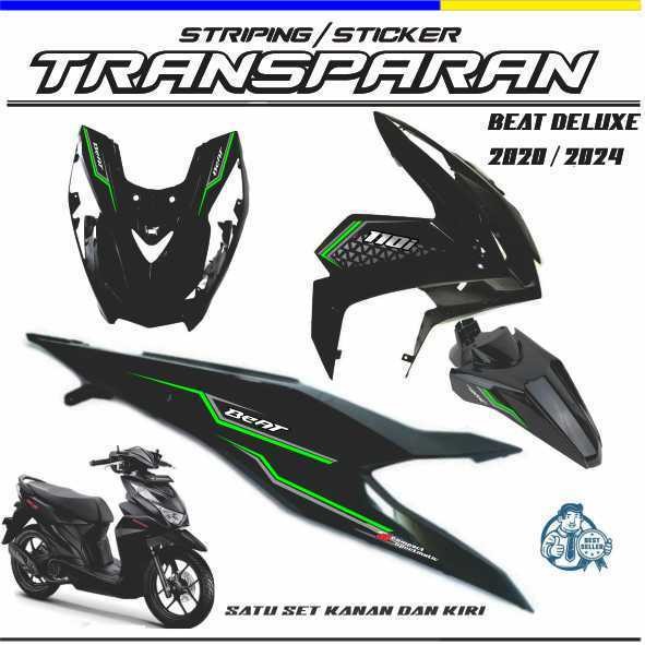 POLET SIMPLE STICKER STRIPING TRANSPARAN MOTOR HONDA BEAT DELUXE/STREET 2020/2021 MOTIF SIMPLE TERBA