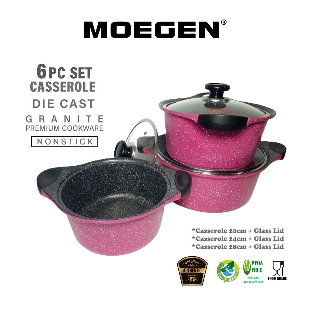 MOEGEN Casserole Set / Moegen 6 pcs Casserole Pot Granite Series Anti Lengket Original
