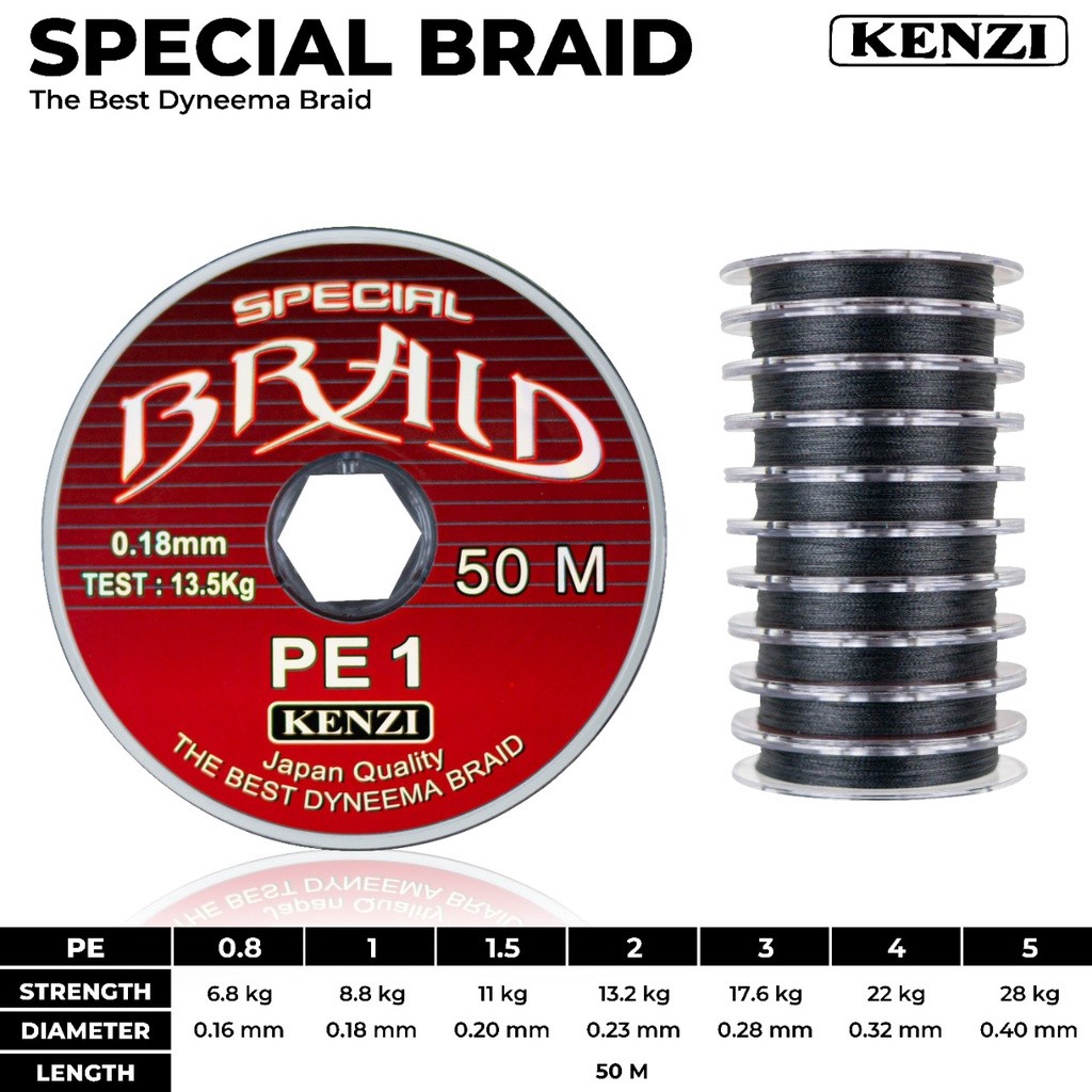 SENAR PE KENZI SPECIAL BRAID X4 || PE SPECIAL BRAID KENZI X4 JAPAN QUALITY 50 M
