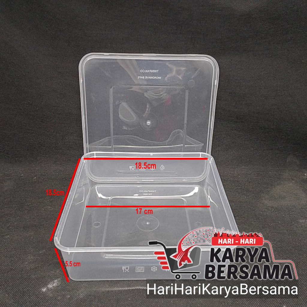 TWINPAN KOTAK MAKAN PLASTIK TW1500 DENGAN TUTUP PER-PACK ISI 25PCS