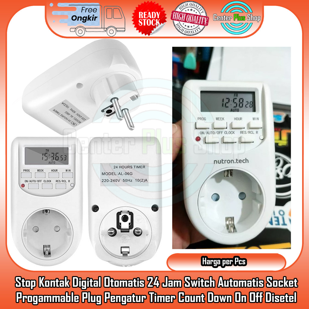 Stop Kontak Digital Perminggu Perhari Otomatis 24 Jam Switch Automatis Progammable Timer Dijital Plu