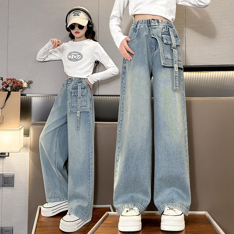 LMC74 [PRINCESS ANAK] 8-15 Tahun celana jeaans wanita Highwaist Kulot Jeans Pinggang yang dapat diis