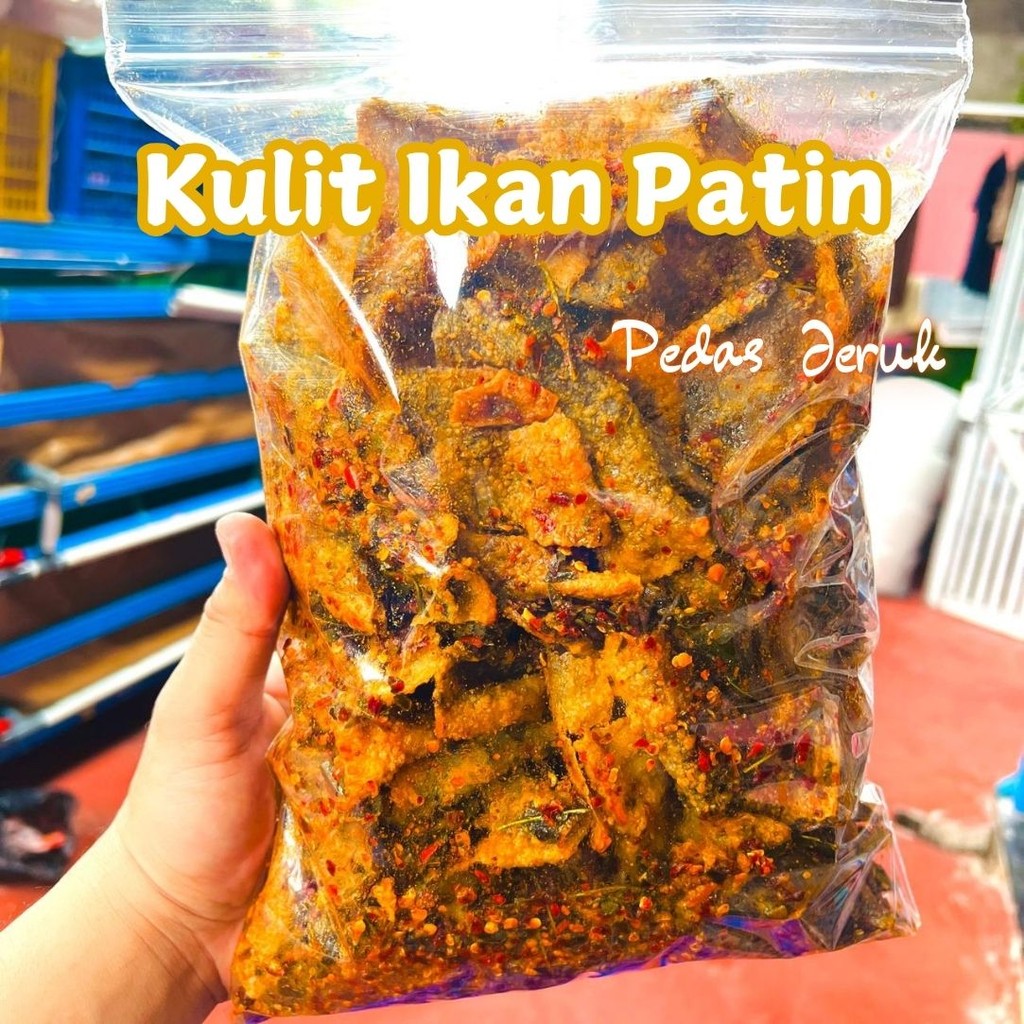

bGF KERUPUK KULIT IKAN PATIN RENYAH RASA PEDAS DAUN JERUK DAN ORINAL 600 GRAM