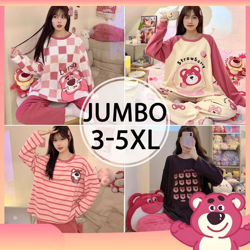 KNB75 2in1 Piyama Jumbo Wanita 5XL  | Baju Tidur Jumbo 5XL | Piyama Oversize Wanita Dewasa | piyama 