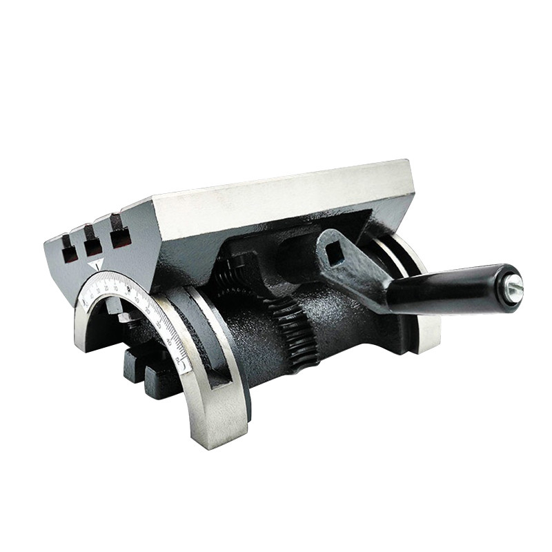 1Set 7x5 In Tilting Milling Table Adjustable Rotary Worktable Machine W/ 3 T-Slots & A Crank Handle 