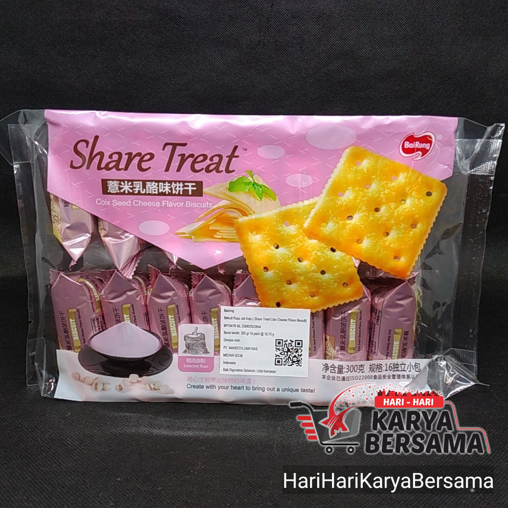

MAKANAN RINGAN BISKUIT BAIRONG SHARE TREAT COIX SEED CHEESE FLAVOR BISCUITS 300GR