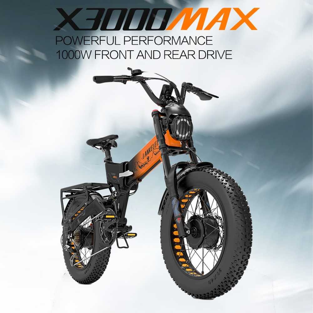 Lankeleisi Sepeda Listrik Lipat Fat Bike 20 Inch Dual Motor 48V 20Ah - X3000 MAX - Tinari