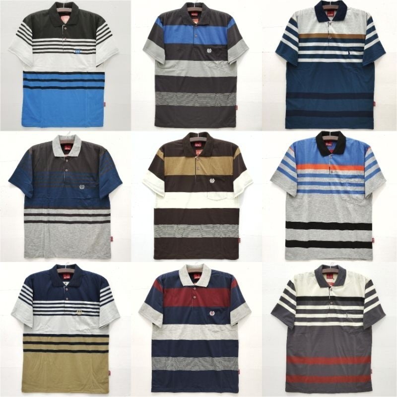 [Part 2] Kaos Kerah Salur Saku Pria Dewasa Lengan Pendek adriano size XXL Bakoel online4