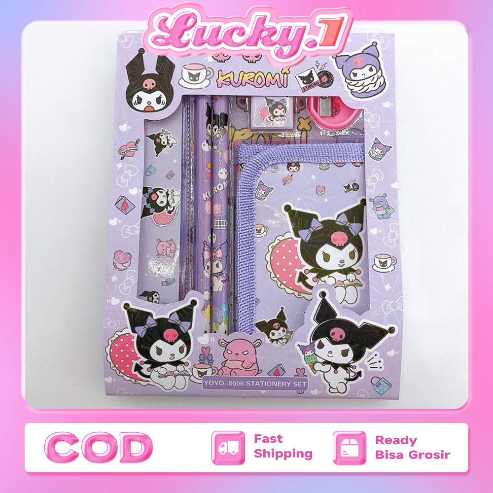 

Set Alat Tulis Kotak Pensil Anak Set Sekolah Karakter Sanrio 6 in 1 Lucu Cute Stationery