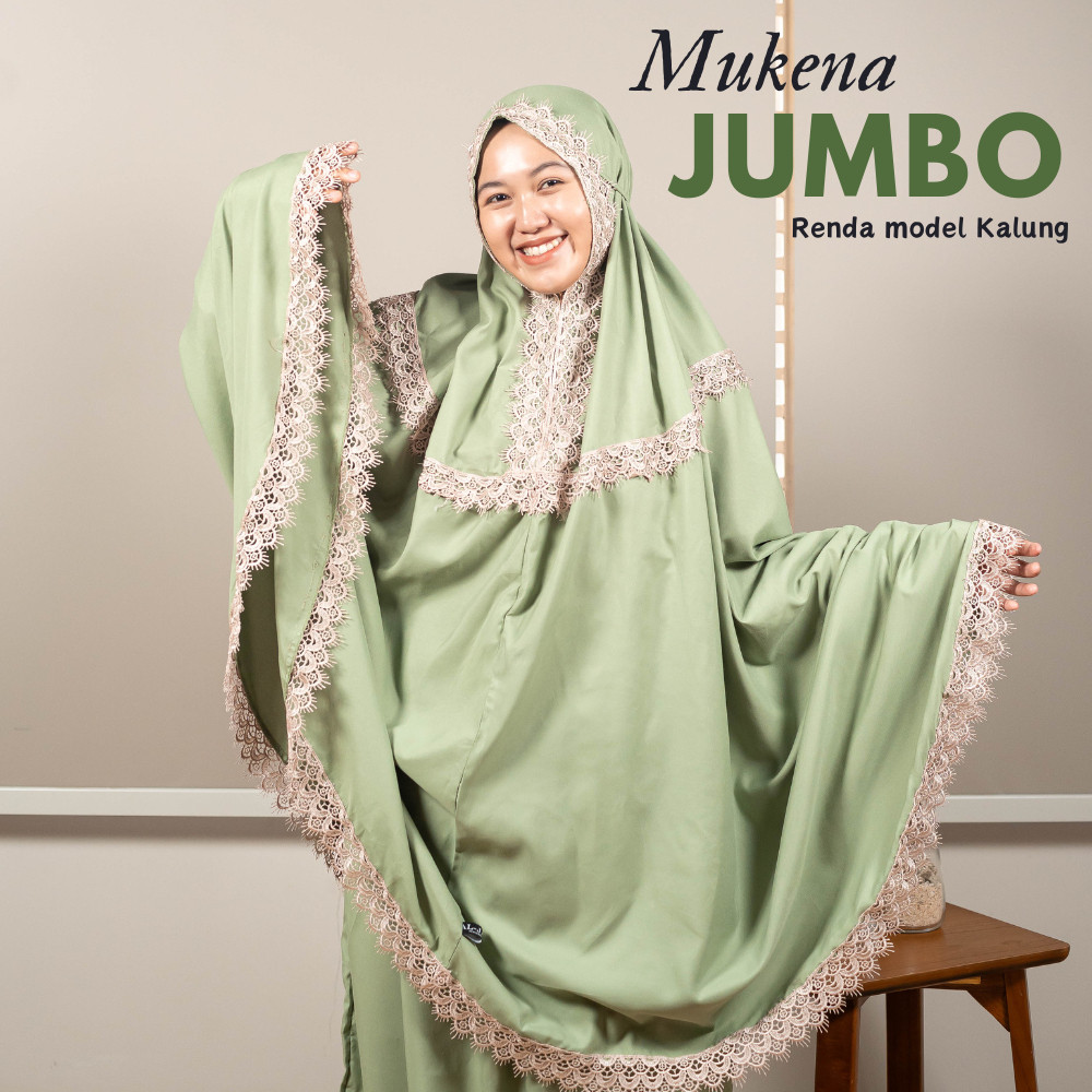 Al Jabari - Mukena Dewasa Jumbo Renda Kalung Mewah Premium Free Tas