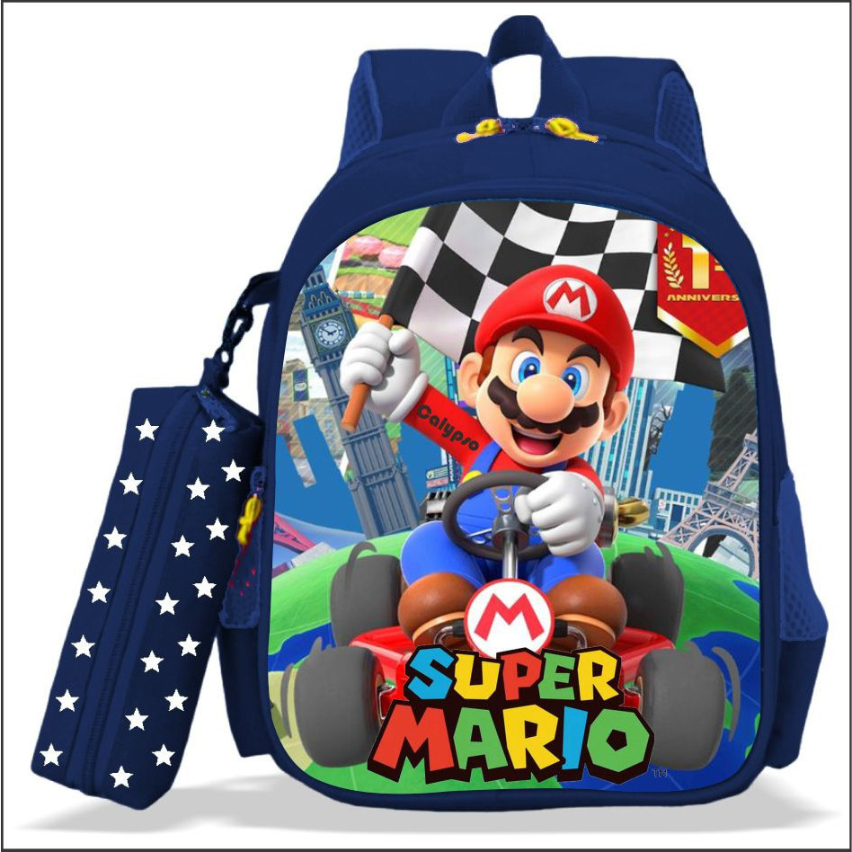 Grosiran/ Tas Ransel Anak Sekolah Laki-Laki Karakter SUPER MARIO Premium Bonus Tempat Pensil Bisa CO