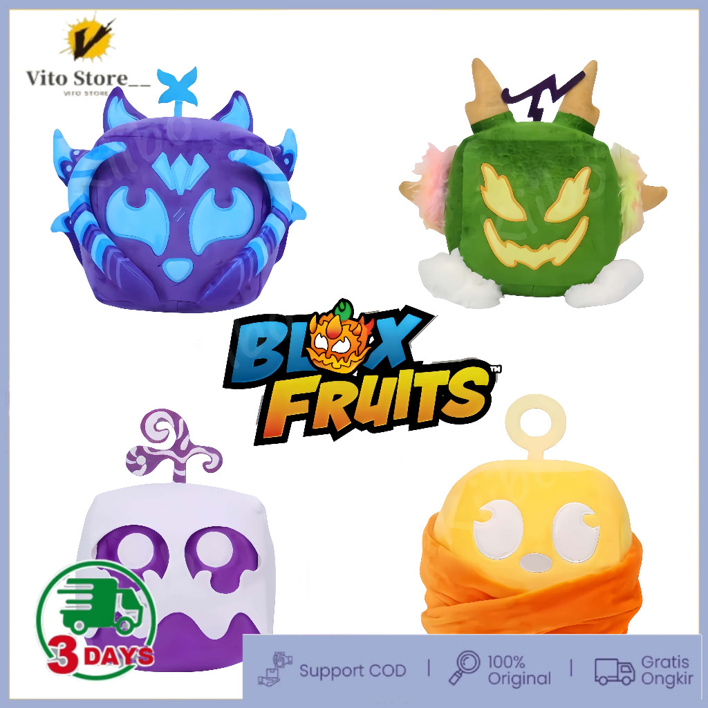 JO7DF （Ready）Blox Fruits Anime Game Plush Toy Fruit Leopard Pattern Box Plush Toy Soft Stuffed Fruit