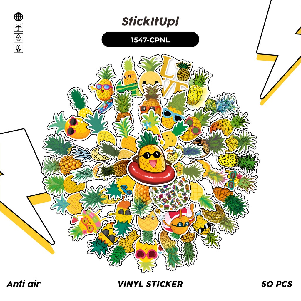 

COD 50 Pcs Stiker Cute Pineapple Buah Nanas 2 Lucu Anti Air Untuk Dekorasi Notebook Sepeda Skateboard Handphone DIY