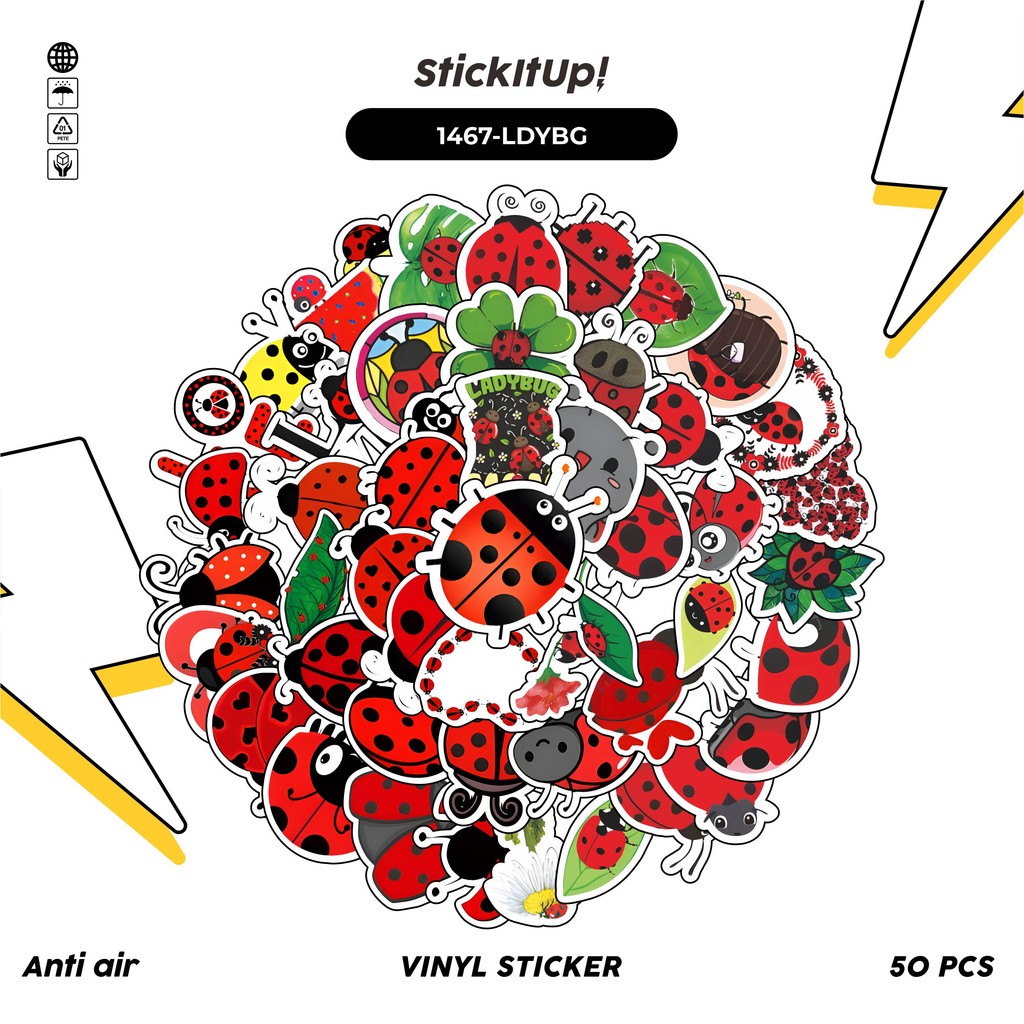 

COD 50 Pcs Stiker Lady Bug Lucu Anti Air Untuk Dekorasi Notebook Sepeda Skateboard Handphone DIY