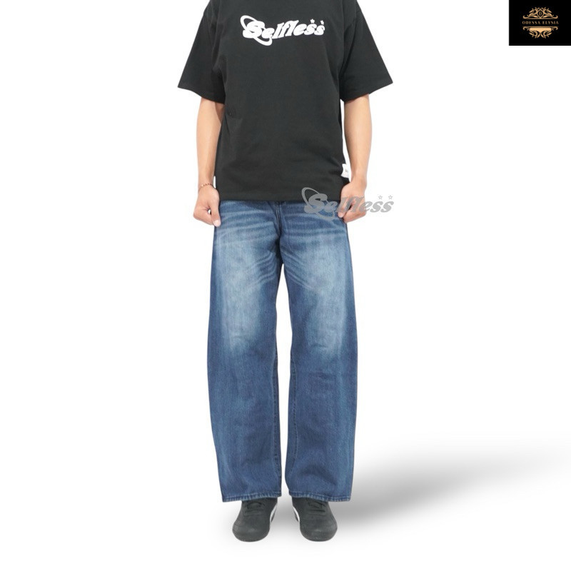 SELFLESSANDCARE - Celana Denim Fade Loose Fit Selvedge Wash Spray Whisker Fading