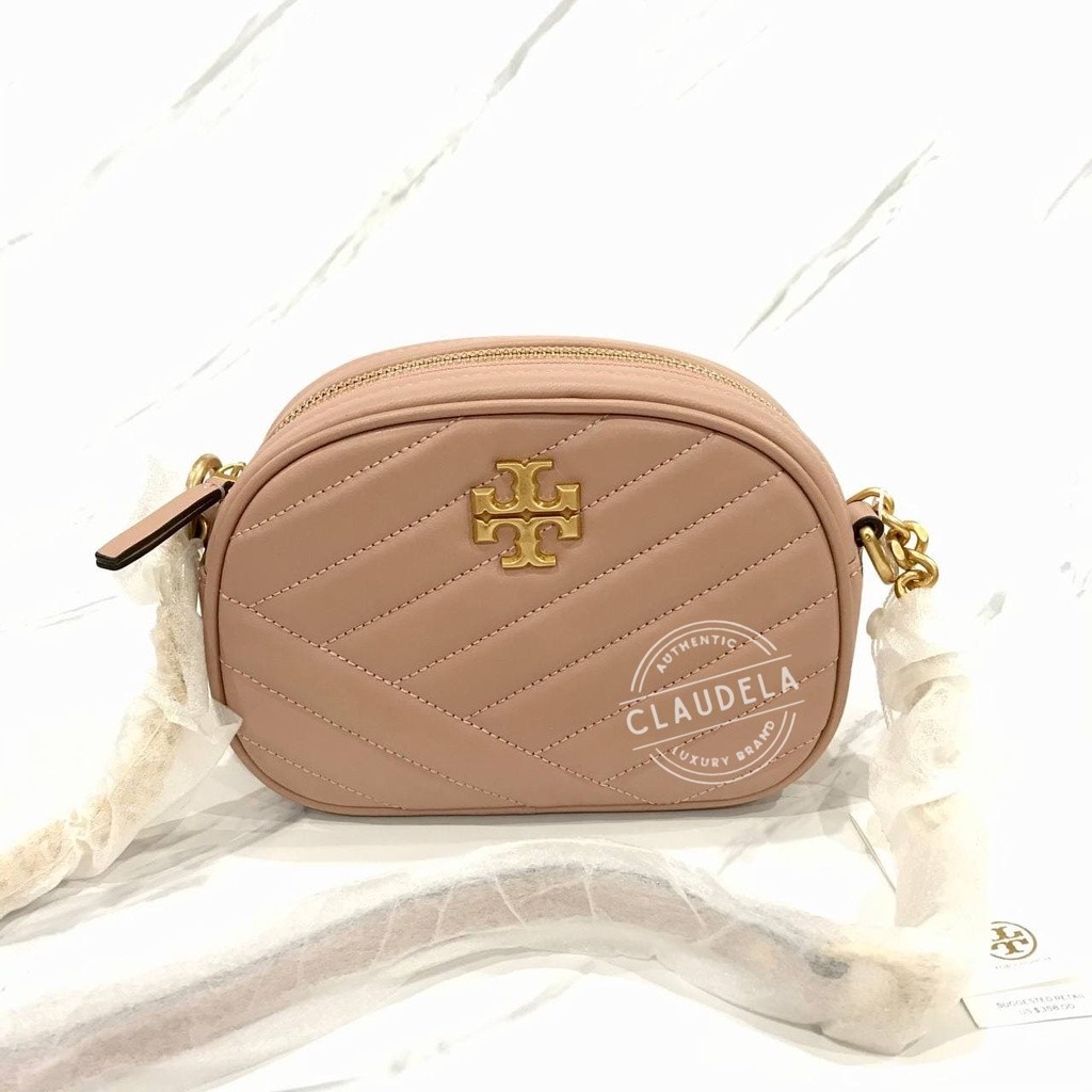 Tory Burch Kira Chevron Small Camera Bag in Pink Moon