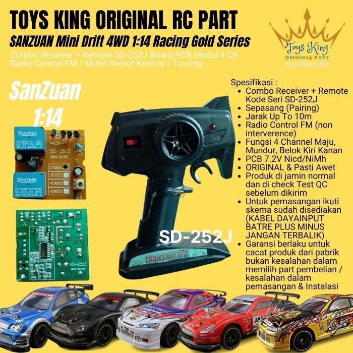 OV88 Combo Receiver + Remote SD-252J Board PCB RC Car SANZUAN Drift B252 - COMBO